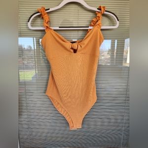 Forever 21 Women Ruched-Strapped Ribbed Bodysuit